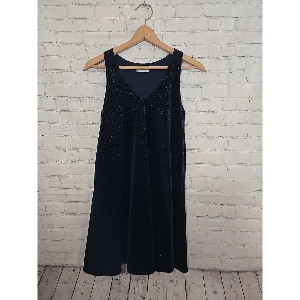 Everly Blue Velvet Racerback Mini Swing Dress Sz Sm Holiday Party Preppy Nye
